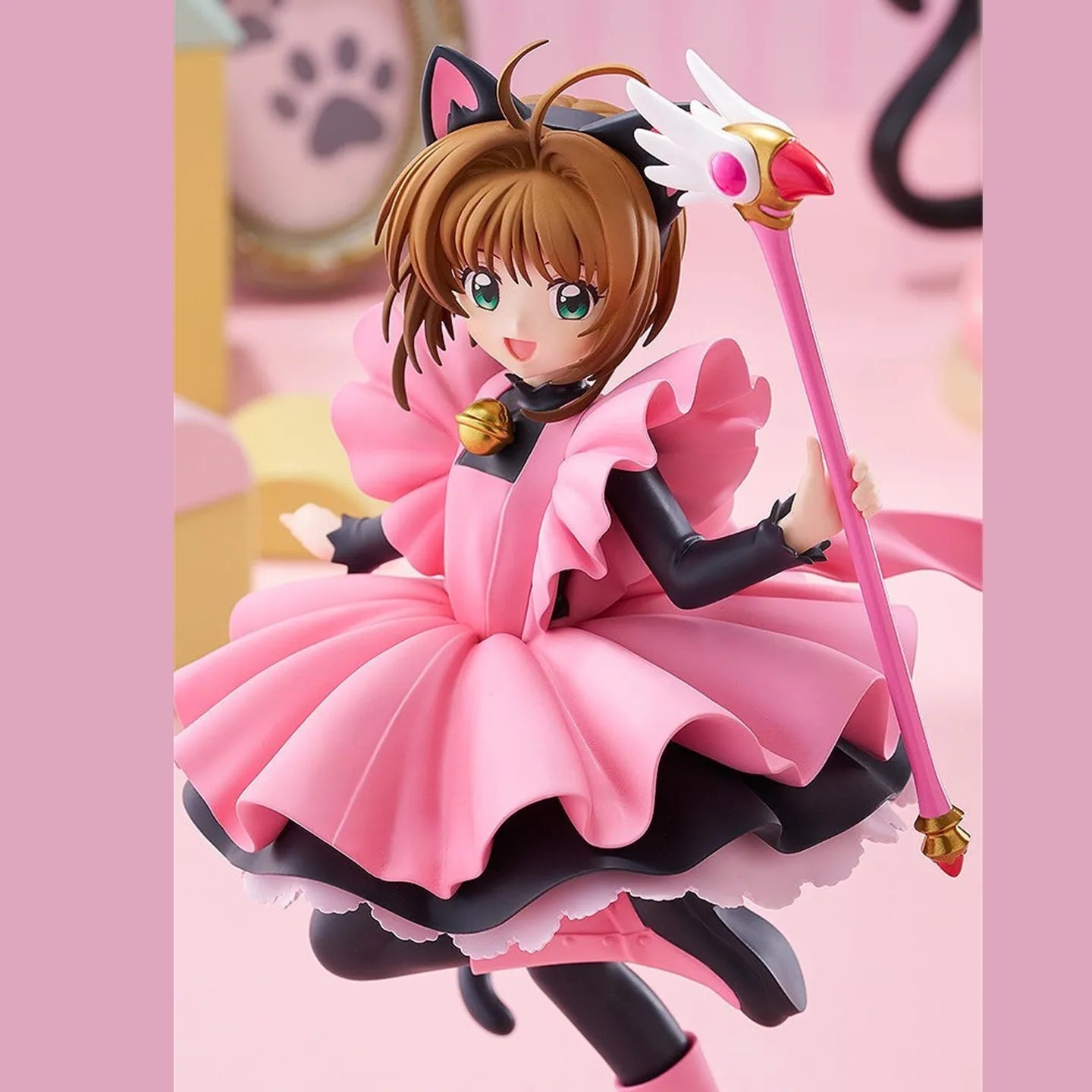 Original POP UP PARADE Cardcaptor Sakura Clow Card Arc Sakura Kinomoto Black Cat Costume Ver. L Size PVC Model Action Figure Toy
