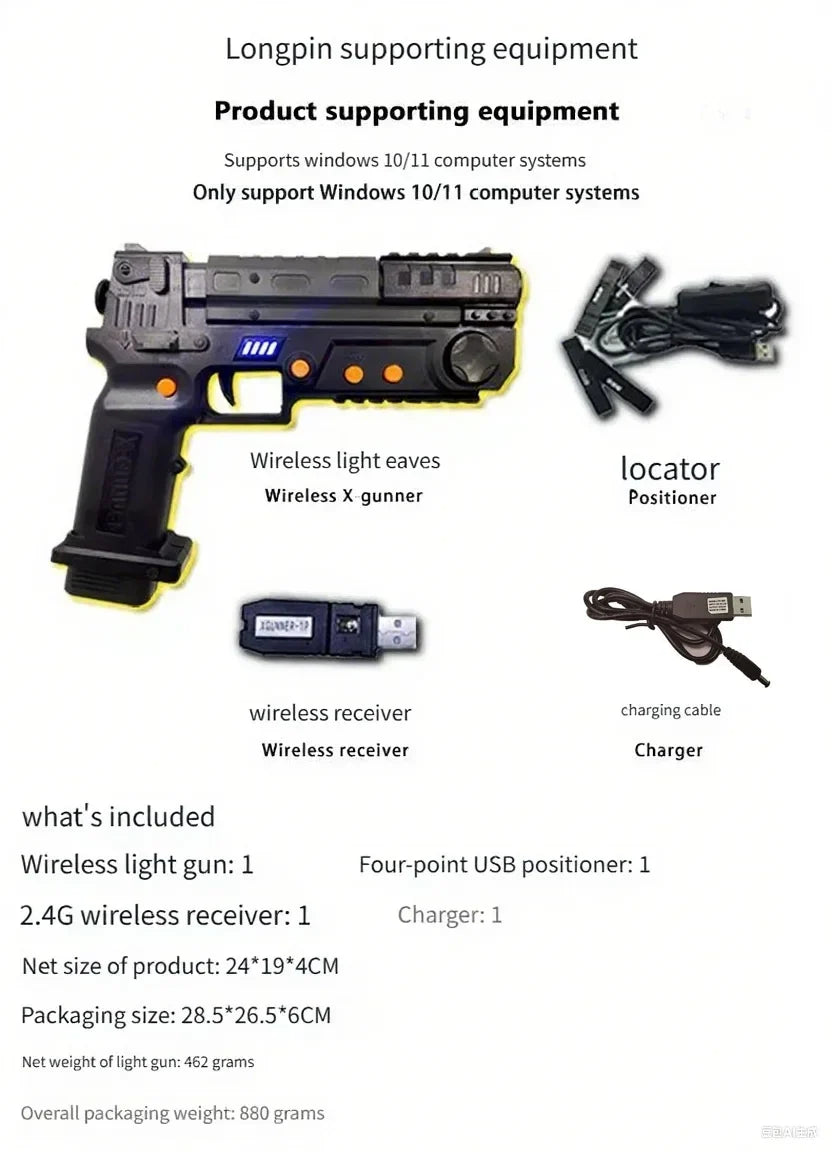 XGUNNER Wireless Gaming Light Gun Pistol Recoil and Vibration for PC Arcade Simulator Independently Developed with Unique System
