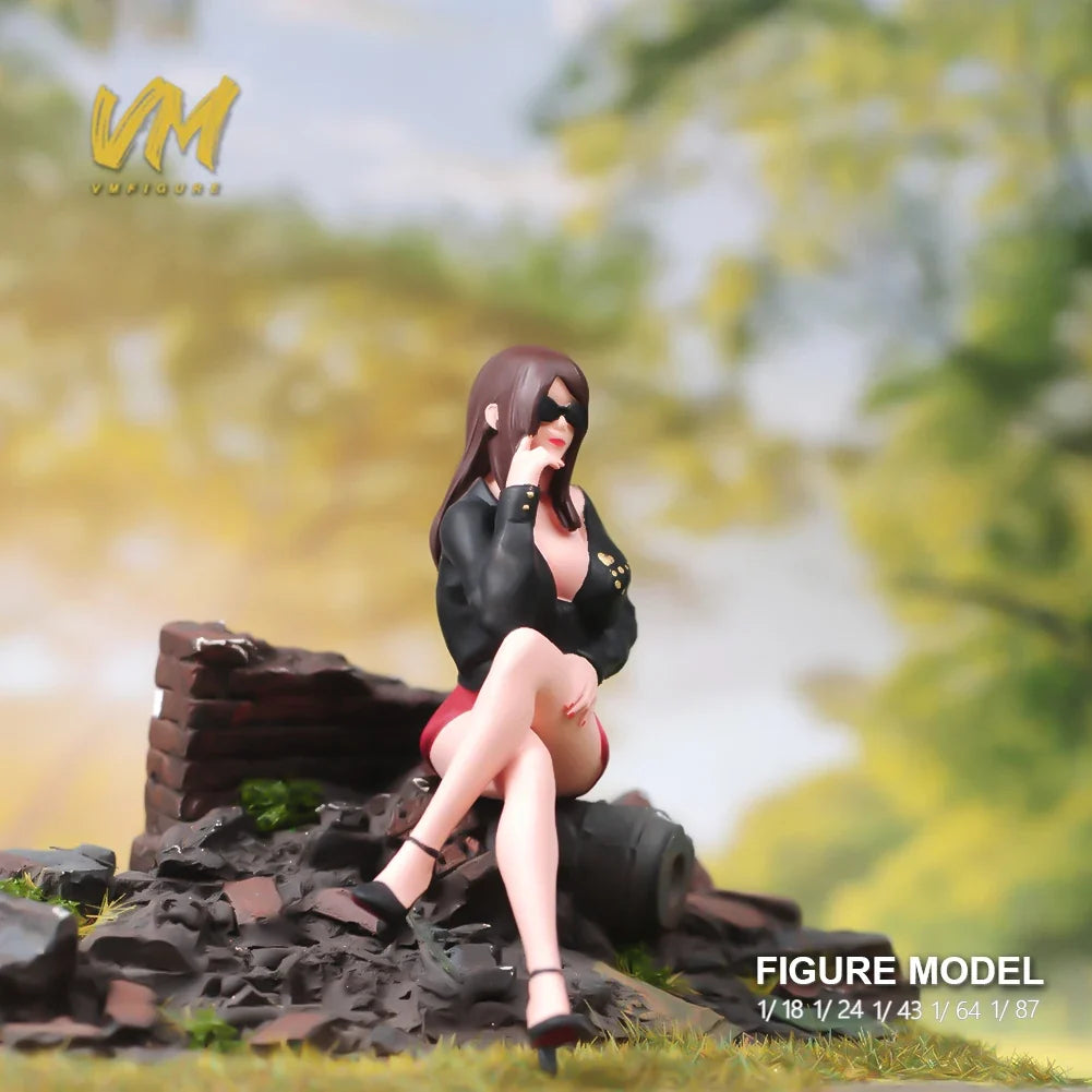 1/87 1/64 1/43 1/24 1/18 Anime Characters Sitting Woman with Glasses Scene Figure Model Miniature Dolls Toy For Collection