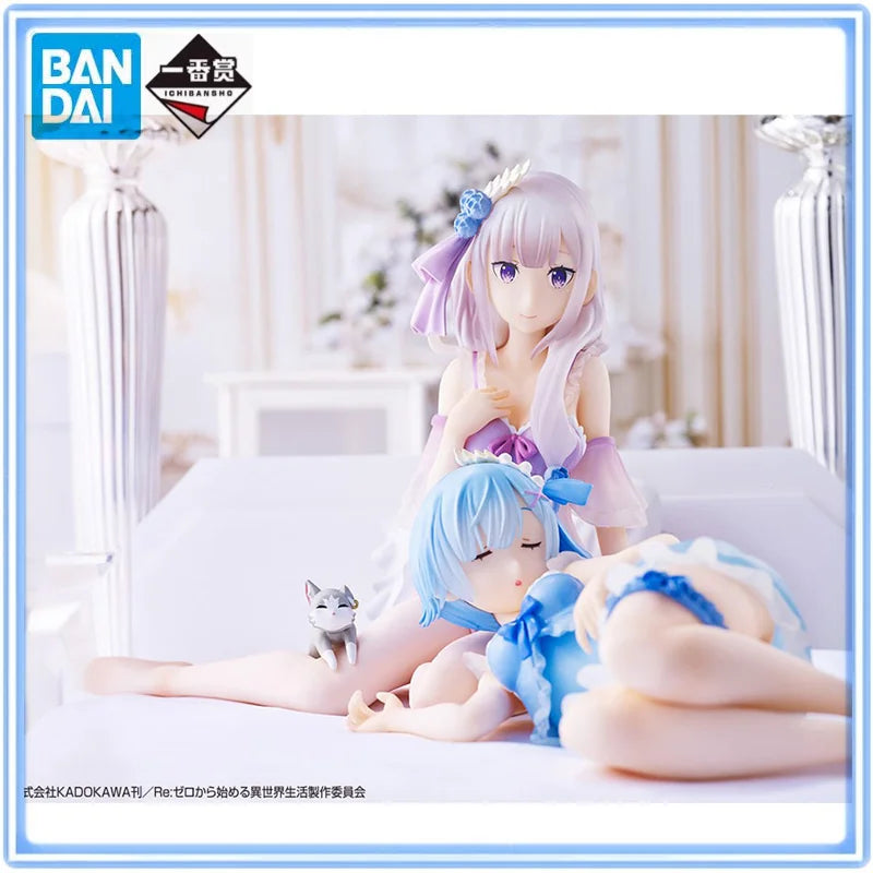 BANDAI Original Ichiban Kuji Re:Life in A Different World From Zero Emilia Rem Echidna  Action Figures Model Desktop Decoration