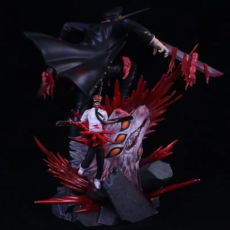 Anime Chainsaw Man Denji Figures Vs Samurai Swor Action Figures 35cm Pvc Figurine Model Collection Toys For Children Doll Gifts