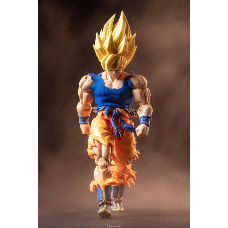 SHF 1/12 Super Saiyan 3 Goku Son Goku Dragon Ball Battle Damaged Top T-Shirt Vest Fit 6'' Men Soldier Action Figure Body