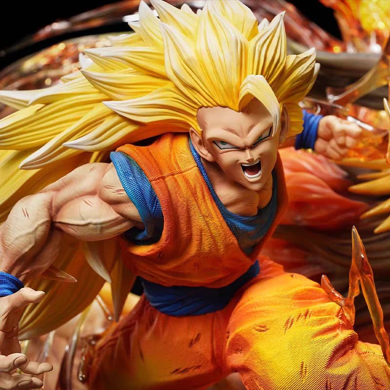 65cm Dragon Ball figures Goku Dragon Fist Super Saiyan3 Anime Figure PVC figurine Statue Collection can light