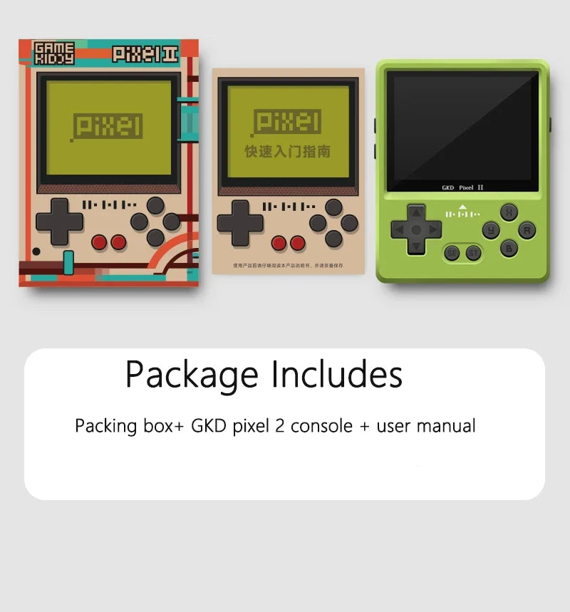 Gkd Pixel 2 Retro Handheld Game Console Portable Mini Game Player 2.4 Inch IPS 640x480px Screen RK3326S Nostalgia Metal Body