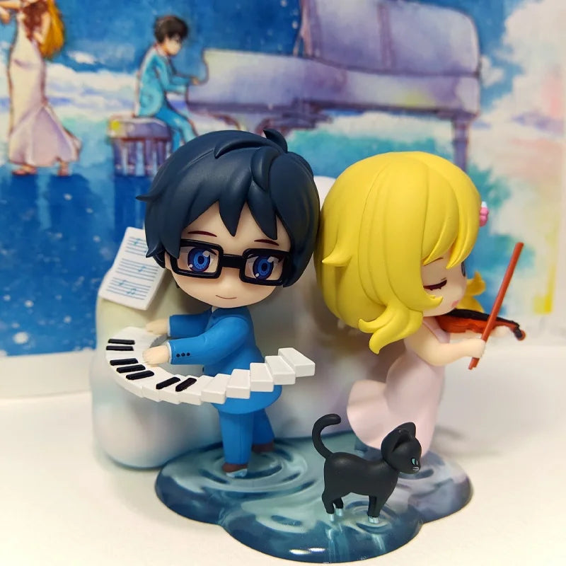 In Stock Genuine《Your Lie In April》Qset Arima Kousei Miyazono Kaori Q-Version Model Figures Toys Collectible Ornaments Gifts