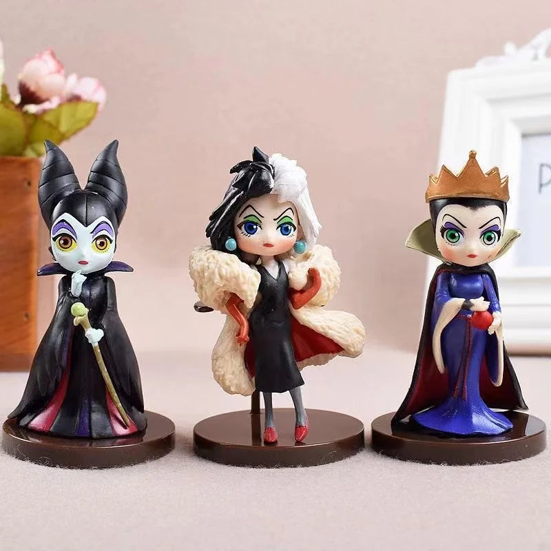 3pcs/Set Disney Q Posket Petit Villains Set Descendants 2 Maleficent Cruella de Vil Queen Action Figure Gift Toys for Children