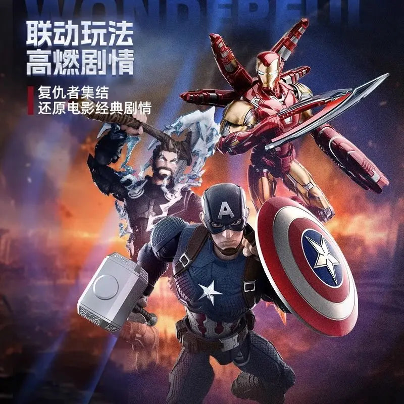 Original Blokees Marvel Champion Class Captain America Anime Figure Action Assembly Building Collection Model Toys Hobby Gifts