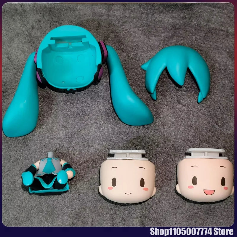 Kawaii Hatsune Miku Fufu Cute Q Version Sitting Double Expression Desktop Doll Handmade Case Decoration Toy Figures Collection