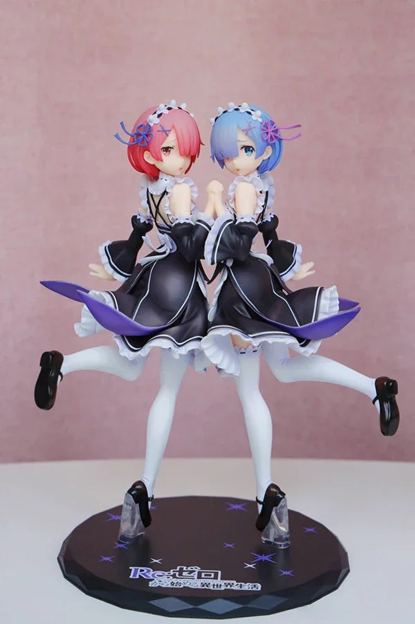 25cm Re:ZERO Starting Life in Another World Anime Figure Rem & Ram Twins Action Figure Rem/Ram Figure Collection Model Doll Toys