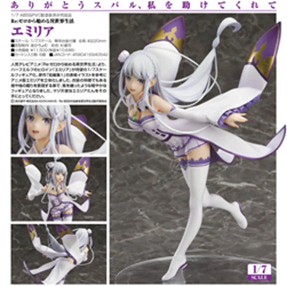 25CM Anime Re:Zero kara Hajimeru Isekai Seikatsu Emilia Figure 1/7 Standing Model Toy Gift Collection Action Figure PVC