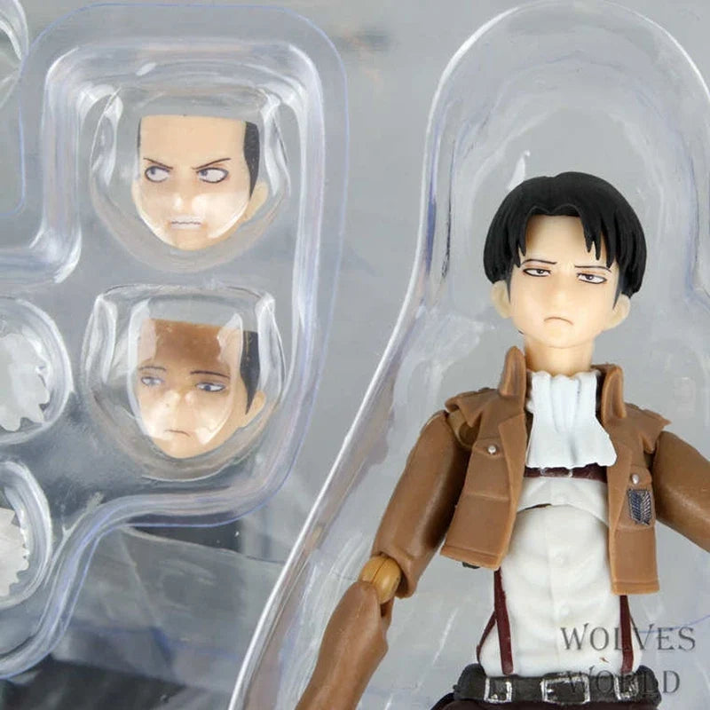 Anime Figure Attack On Titan Levi Ackerman Standing Holding Sword Detachable Model Toy PVC Collection Desktop Ornaments 14CM
