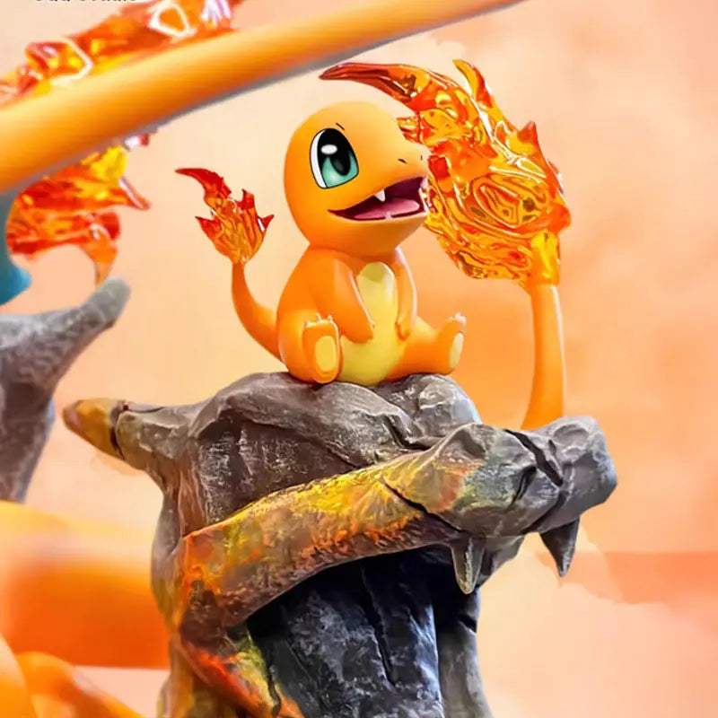 Anime Pokemon Charizard Family Figure Bucket Ocean Blastoise Valley Collectible Action Figurine Statue Dolls Model Ornament Gift