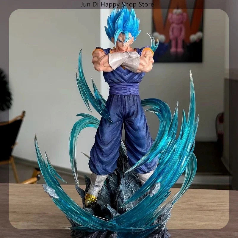 33cm Dragon Ball Vegetto Super Saiyan Blue Standing Anime Figure Model Statue Boys Collection Desktop Decoration Ornament Toys