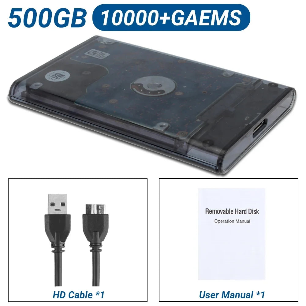 PEAPRIT 500G Gaming HDD Retro Game Console 14000 Video Games 30 Emulators for SWITCH/X BOX/PS3/PS2/PSP Plug and Play Batocera OS