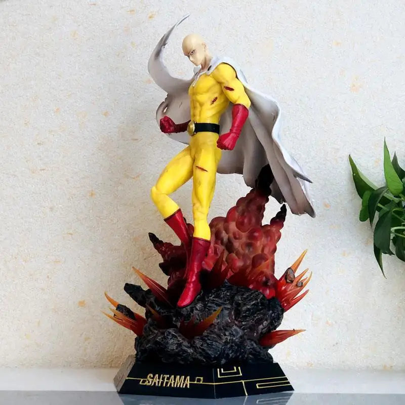 42cm Anime One Punch Man Saitama Caped Baldy Statue model. Pvc GK handmade model Toys Collectible Decoration Desktop Gifts