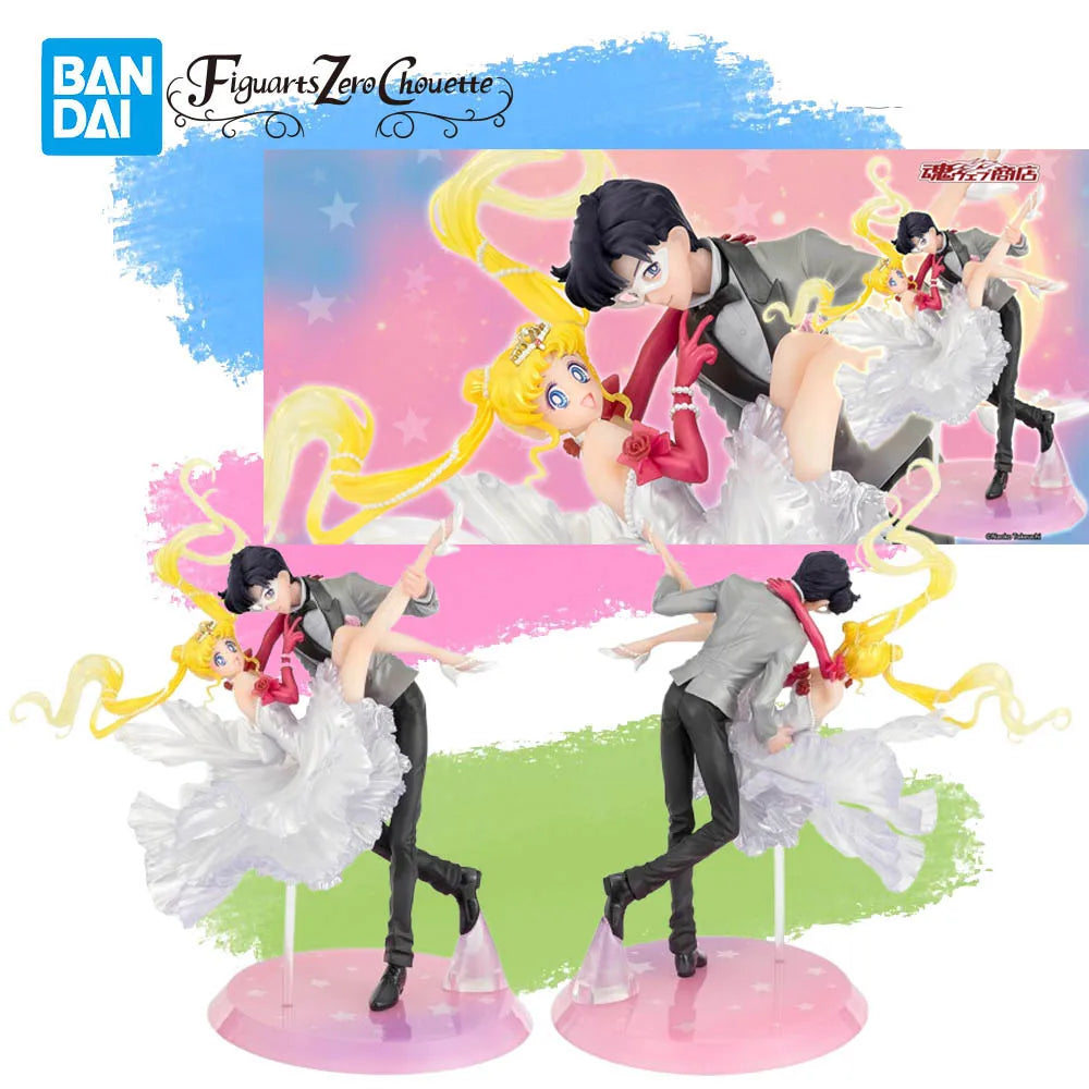 Auf Lager Original BANDAI Figuarts Zero Chouette Sailor Moon Moonlight Glow Edition Kaninchen Tuxedo Mask Figur Anime Action Modell