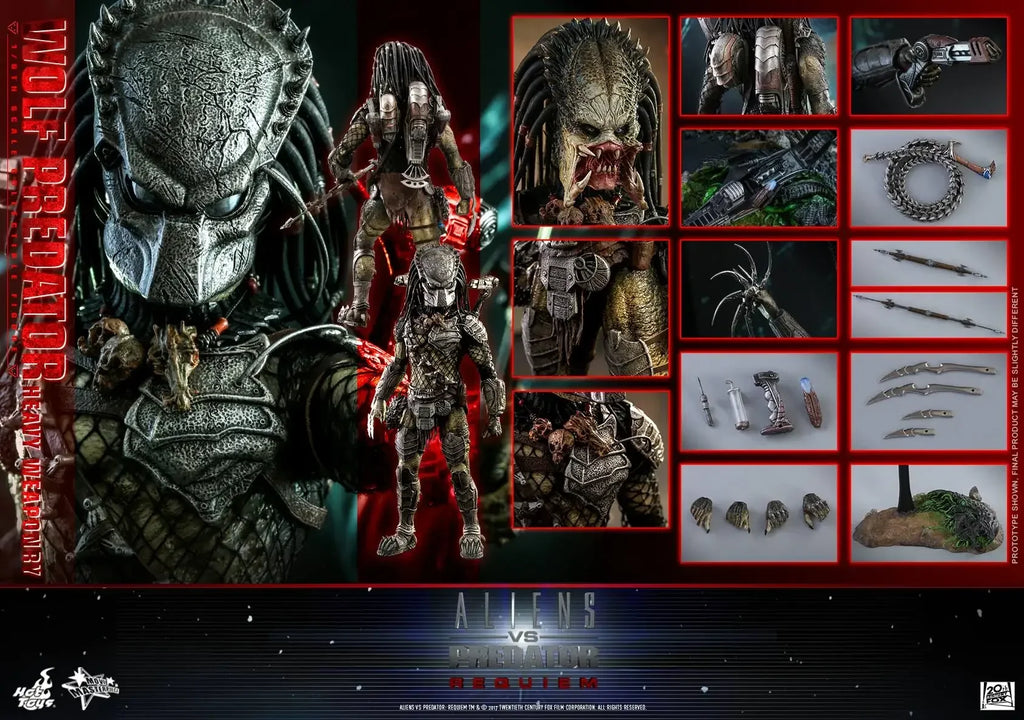 Original Hot Toys Wolf Predator Action Figure 1/6 Aliens vs Predator - Requiem Predator Figurine HT MMS443 Customized Toy