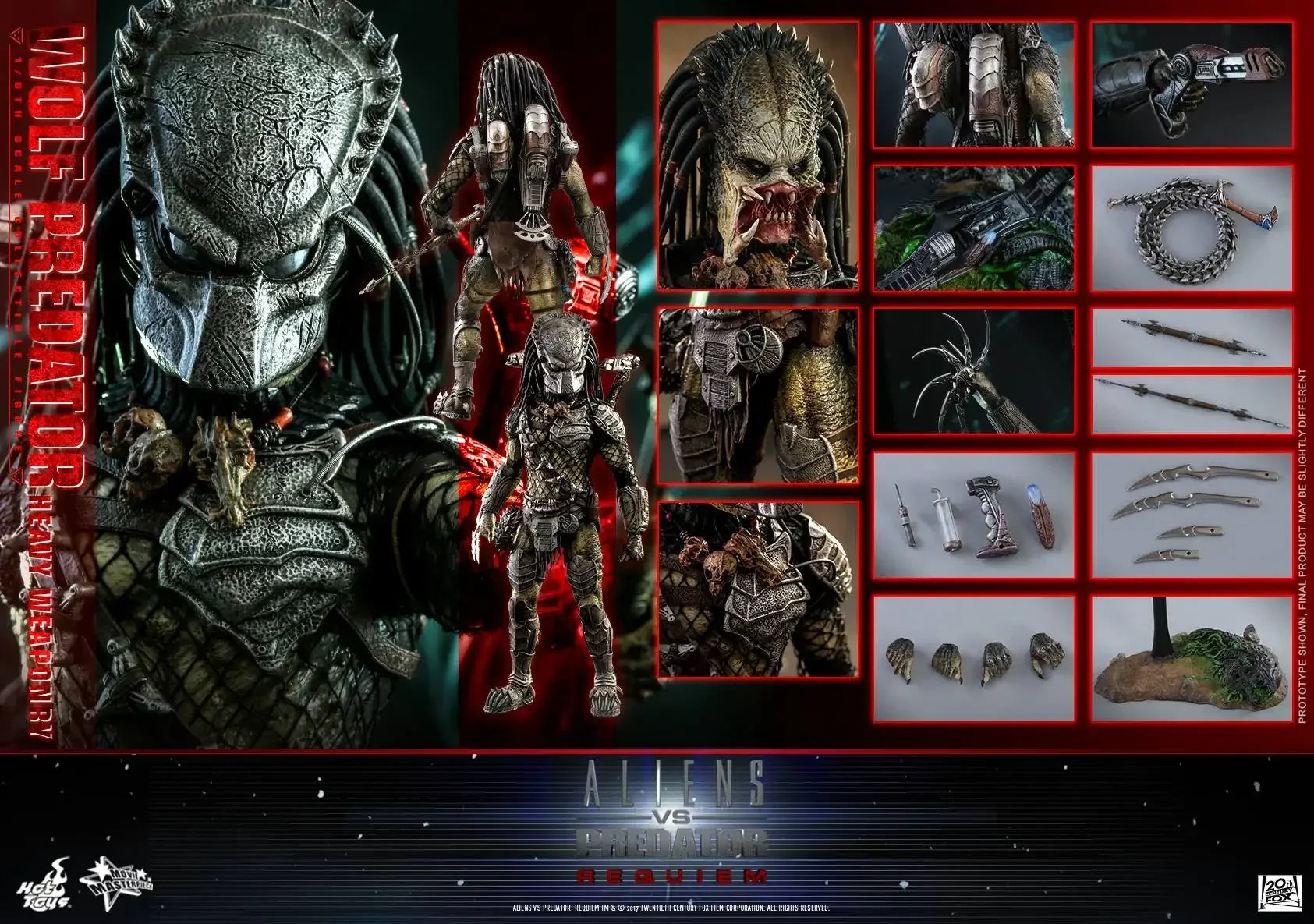 Original Hot Toys Wolf Predator Action Figure 1/6 Aliens vs Predator - Requiem Predator Figurine HT MMS443 Customized Toy