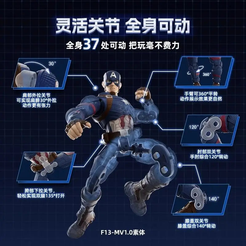 Original Blokees Marvel Champion Class Captain America Anime Figure Action Assembly Building Collection Model Toys Hobby Gifts
