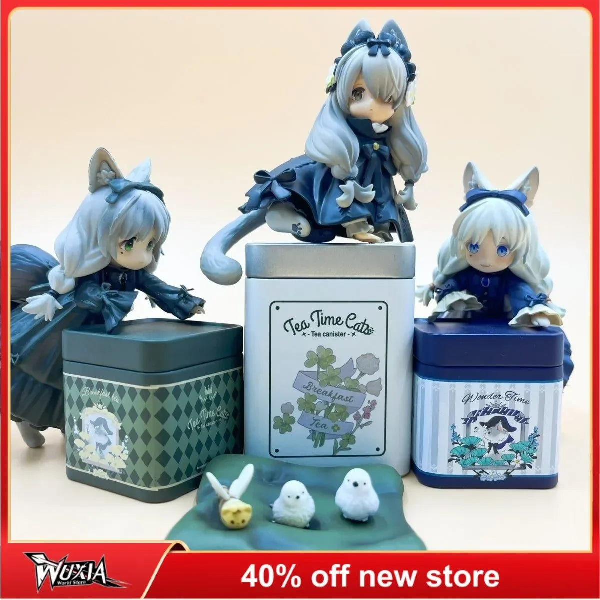 RIBOSE DLC Starshadowmagic Tea Party Cat Girl Dragen-Li PVC Anime Girl Figure Lovely Toy Statue Collection Model Doll Gifts