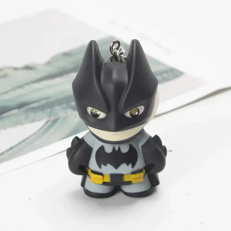 6cm The Dark Knight Rises Figures Eyes Glow Batman Keychain Periphery Q Version Ornaments Collection Desktop Display Gift Toy