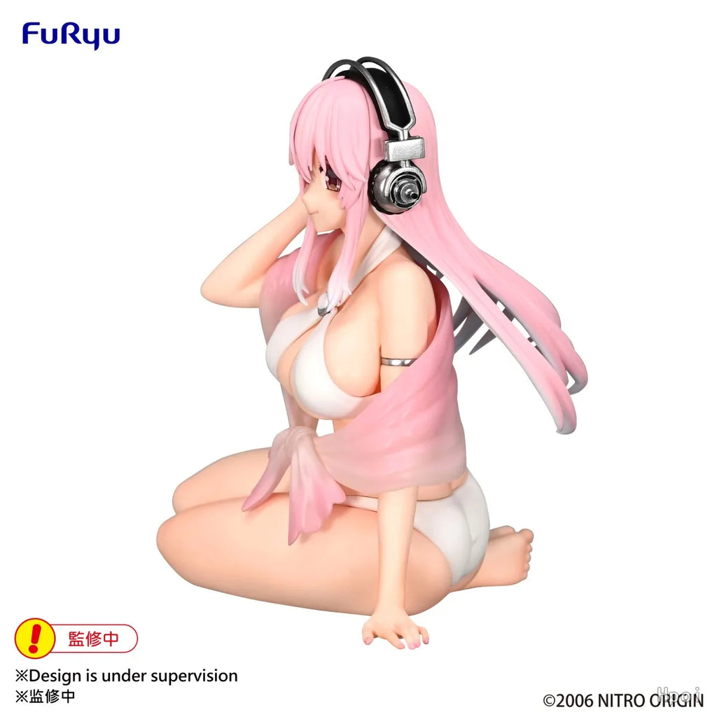 Original FuRyu Noodle Stopper Figure SUPER SONICO White Bikini Toy Ornament Model