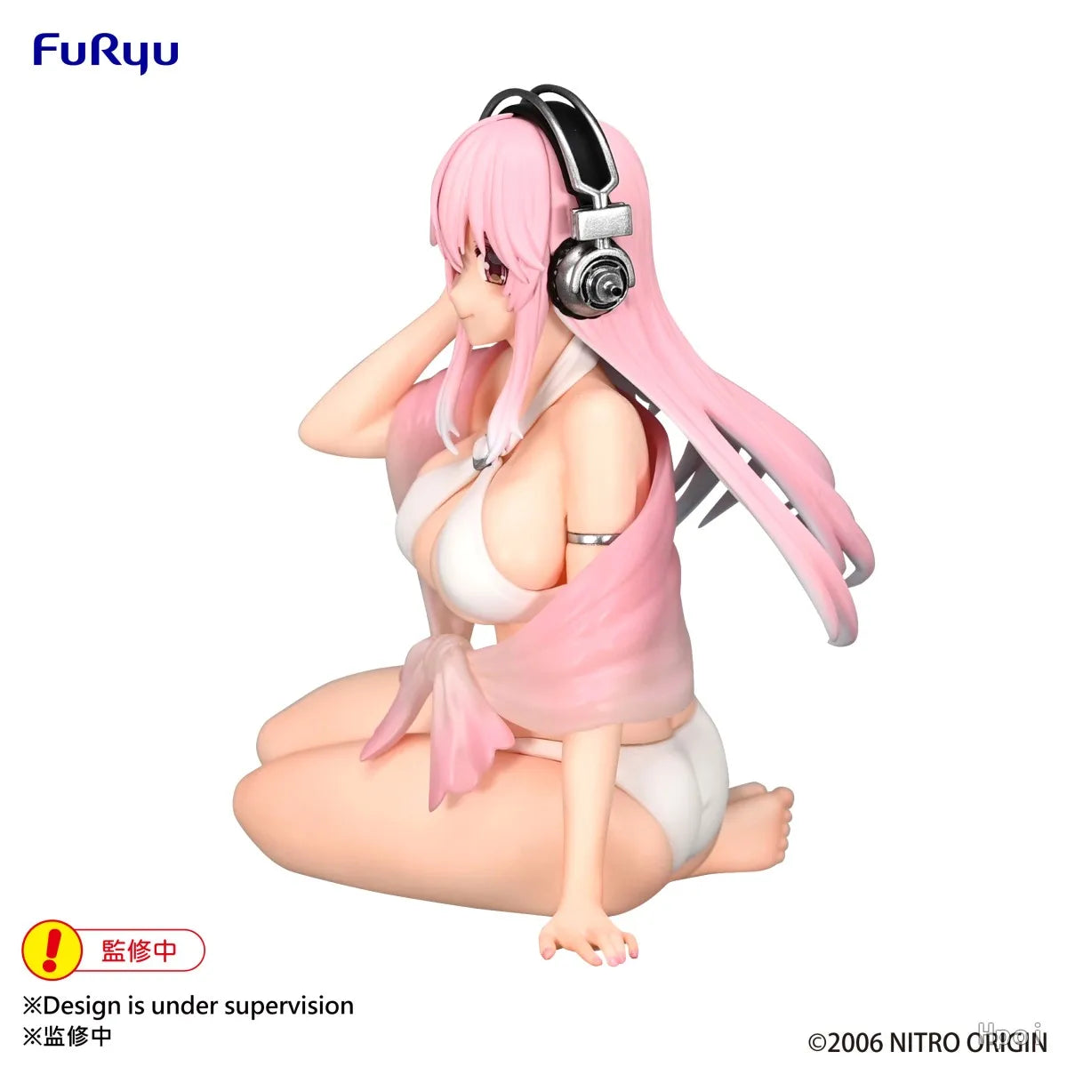 Original FuRyu Noodle Stopper Figure SUPER SONICO White Bikini Toy Ornament Model