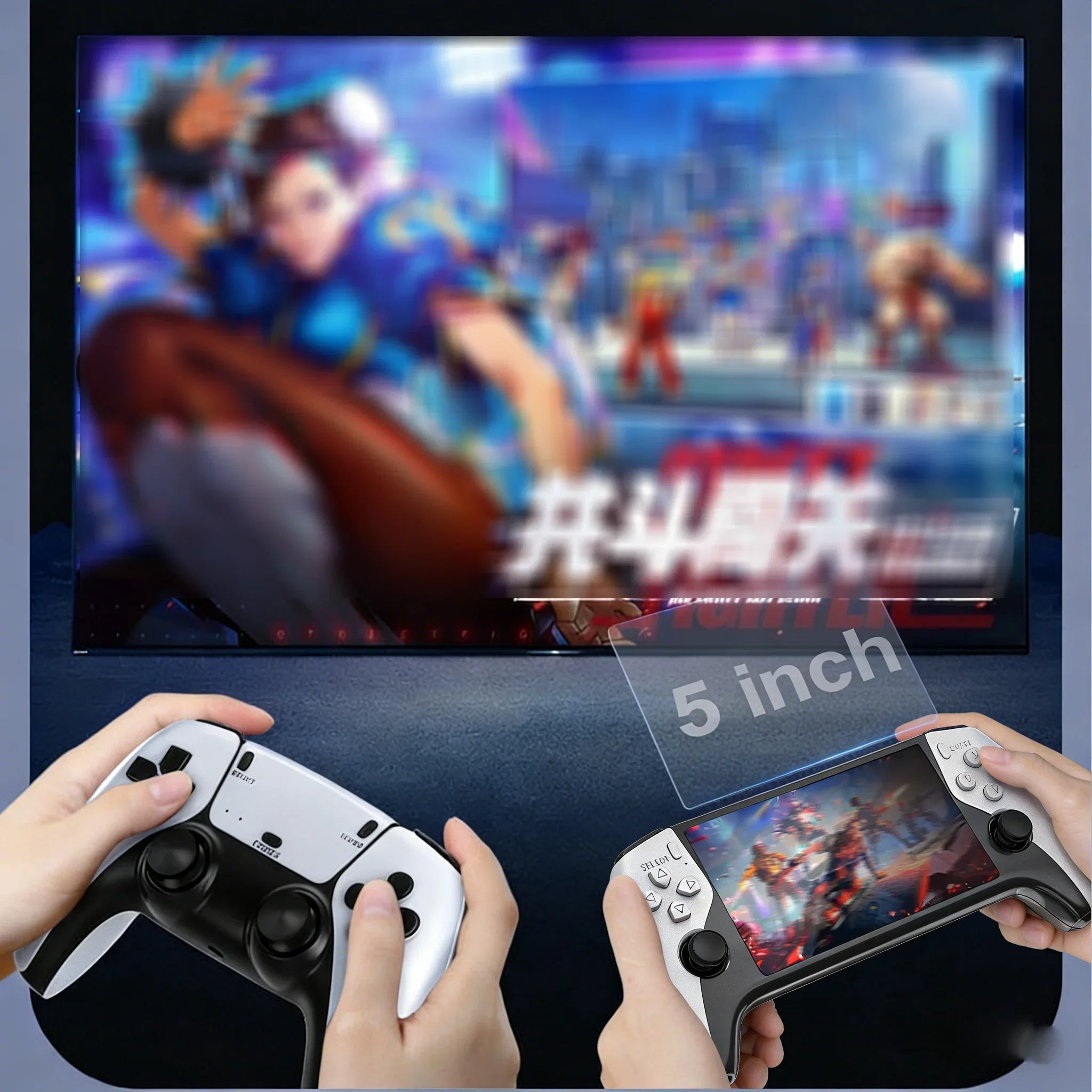 2 in1 Multi-Functional Retro Wireless Game Controller&Handheld Console SF3500Pro,5-inch IPS Screen with Dual Core CPU,FHD Cable