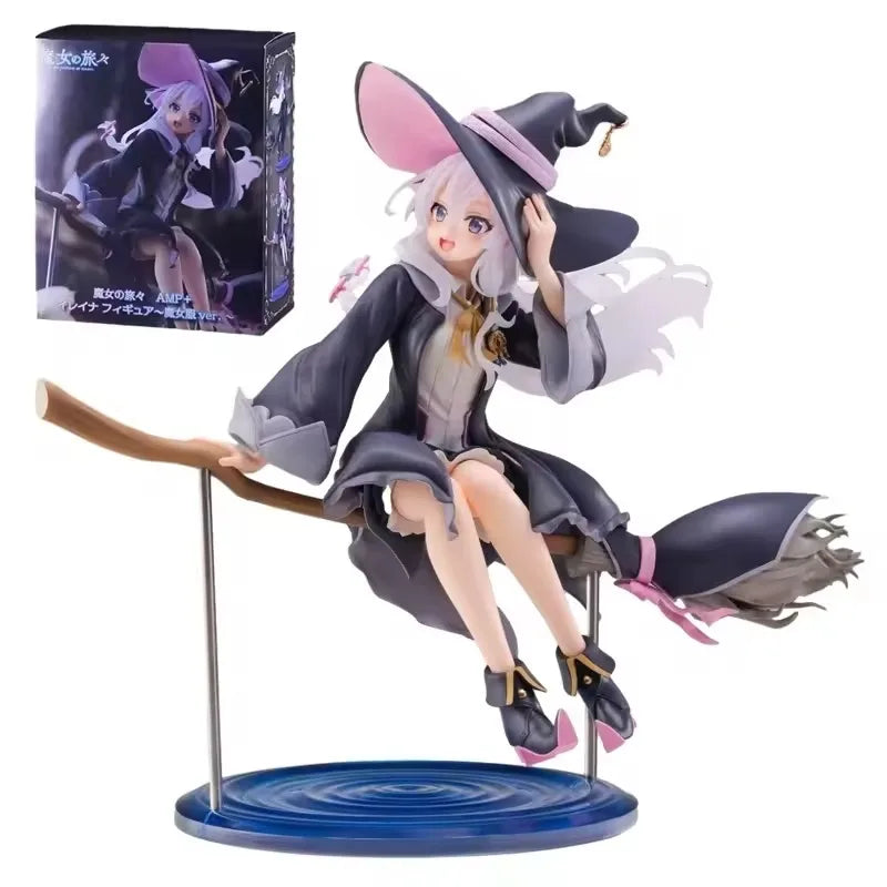 19cm Anime Elaina Figure Riding Broom Pose Action Figure Kawaii Beauty Girl models desktop ornaments Collection child toy Gifts