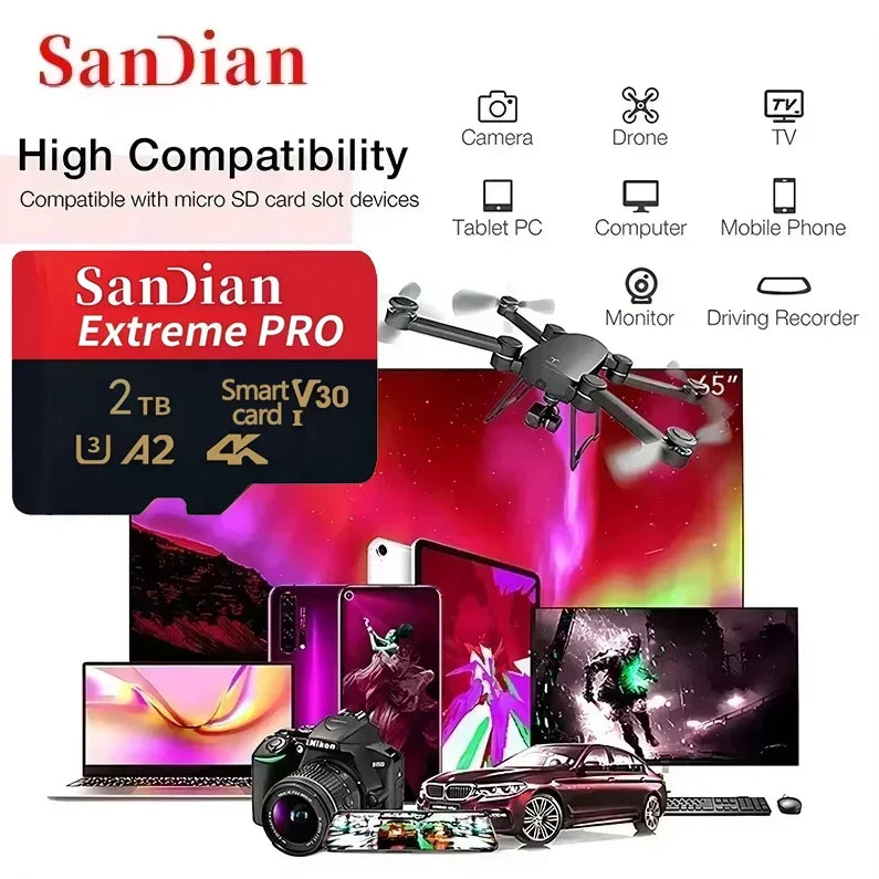 Original Micro TF/SD Card 256GB 512GB Memory Cards 1TB High Speed SD Flash Card V30 Memory Card For Phone/Laptop/Desktop