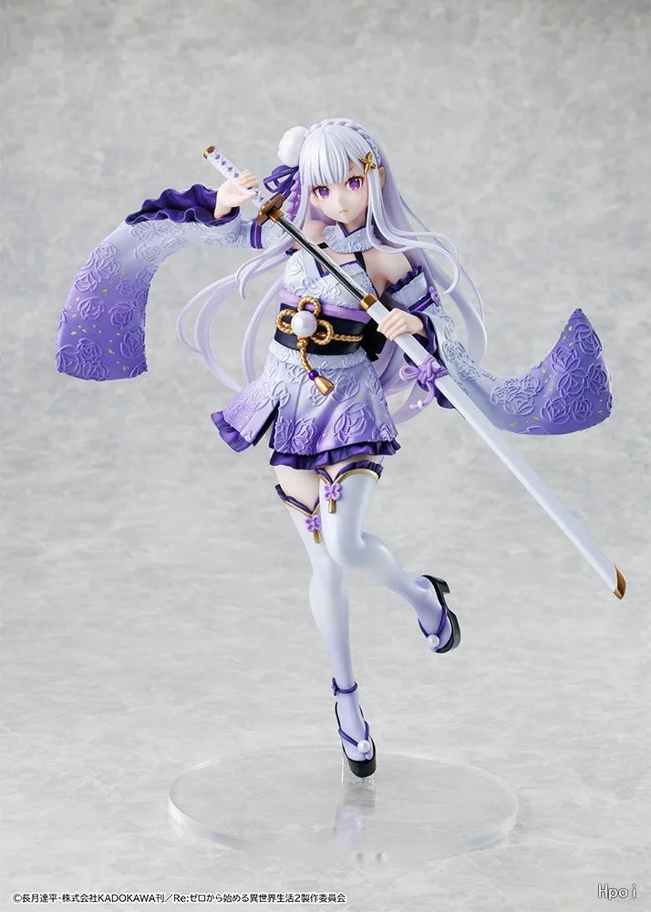 In Stock Original KADOKAWA Re: ZERO Starting Life in Another World Emilia Battle Costume Ver. 24cm Anime 1/7 Figure Doll Model