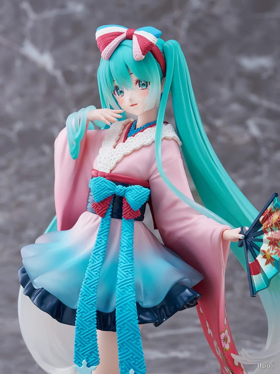 BANDAI 23CM Anime Vocaloid Hatsune Miku Figure Tenitol Neo Tokyo Series Kimono Dress up Model Toy Doll Collection Aciton Figure