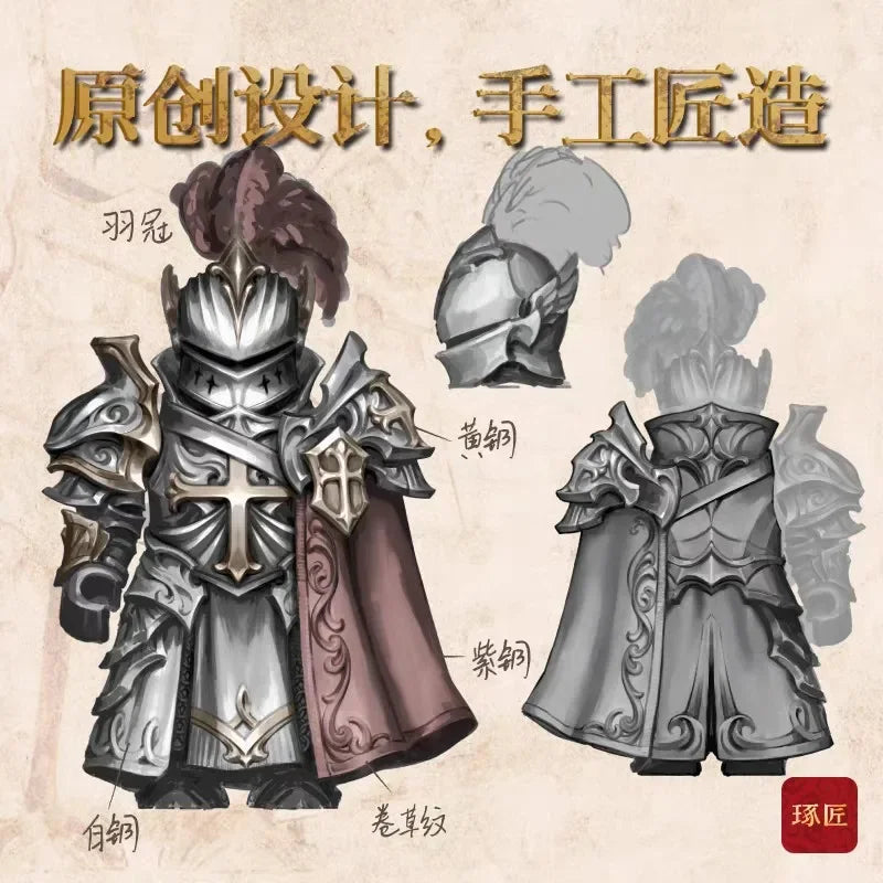 European Crusades Order Of Knights Templar MOC Building Blocks Magnetic Detachable Delicate Metal Figurine Ornament Bricks Toys