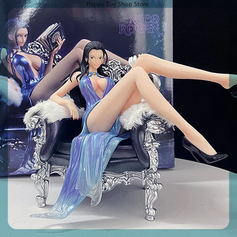 15cm One Piece Nico Robin Sit On The Sofa Beautiful Anime Girl Figure Model Statue Collection Desktop Decoration Ornament Toys