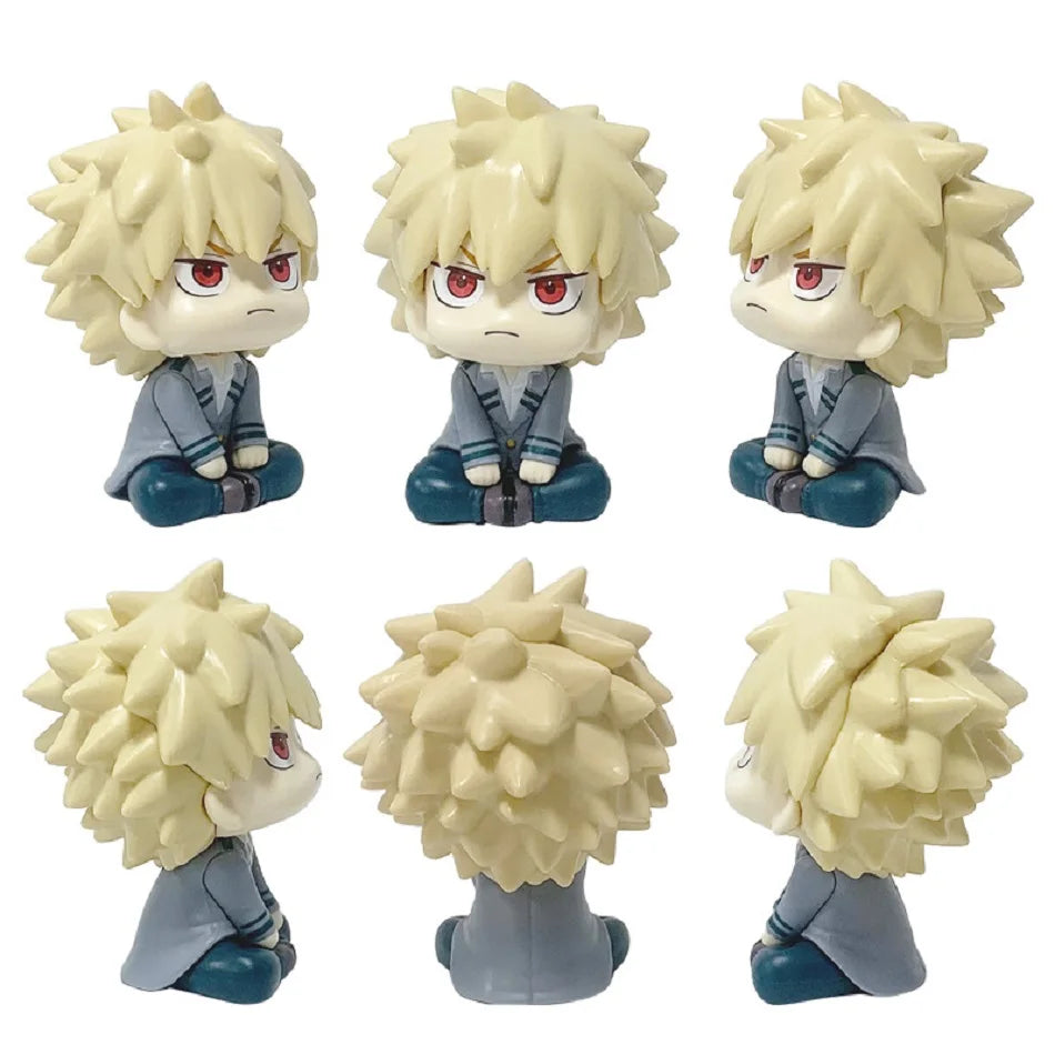 Q Version My Hero Academia Midoriya Izuku Katsuki Mini Figure Anime Periphery Kawaii Sitting Toy Desktop Car Ornament Model Gift