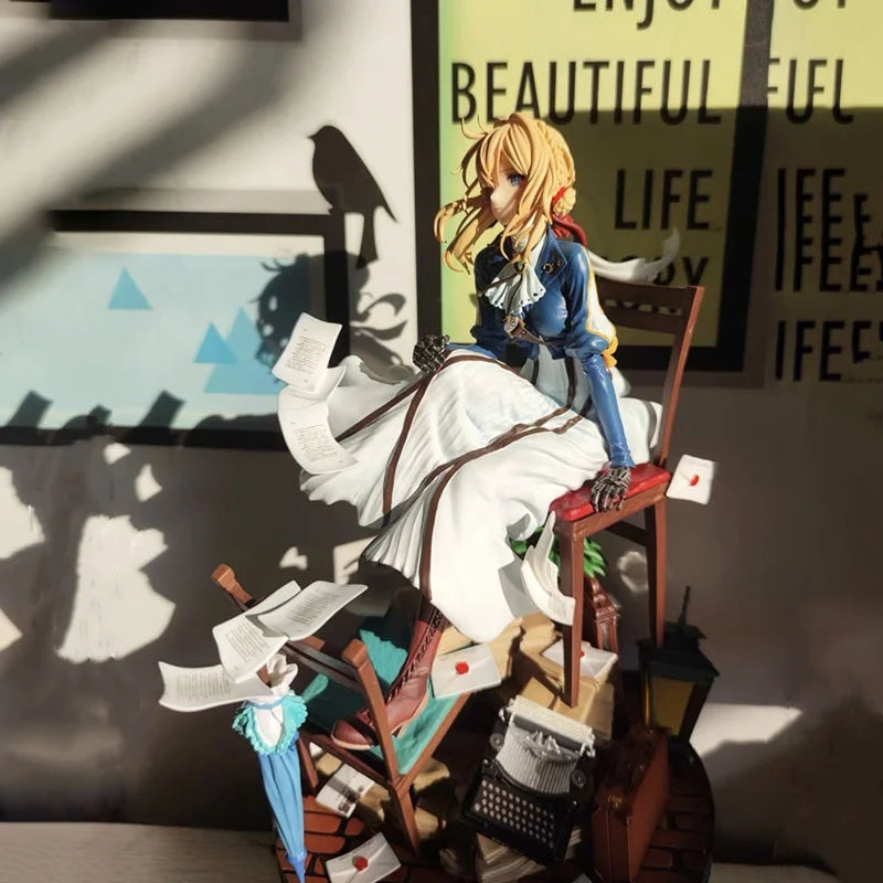 Violet Eternalgarden Sitting Posture Pretty Girl 27cm Gk Manga Figures Chair Anime Surrounding Desktop Statue Ornament Toy Gift