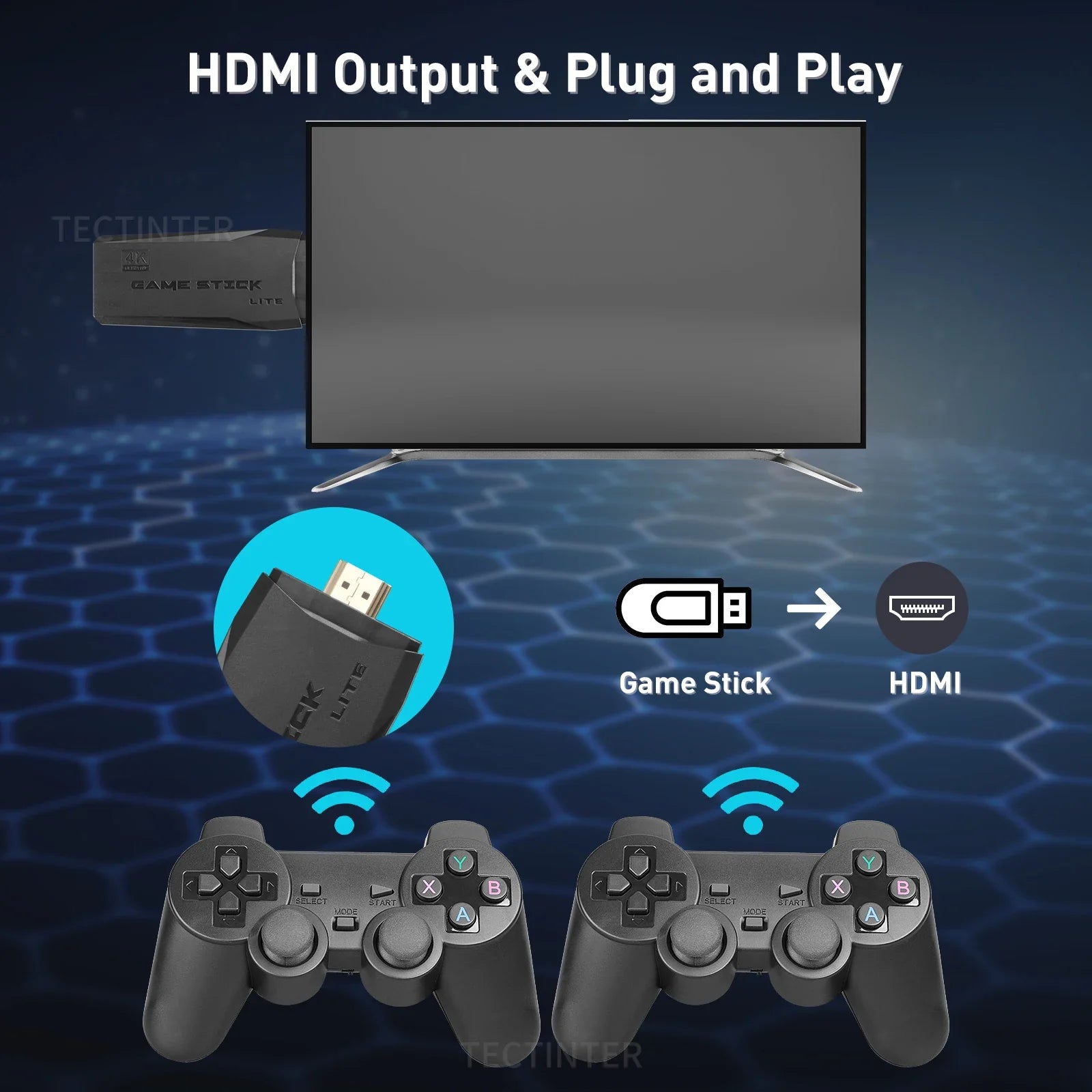 Retro Video Game Console Built-in 20000+ Games Handheld Game Player 64G 4K TV Game Stick 2.4G Wireless Controller Gamepad