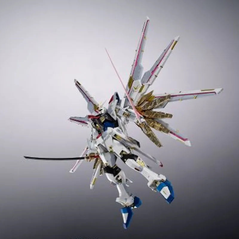 Bandai Original Chogokin Mighty Strike Freedom Gundam 188mm Anime Action Figures Toys for Boys Christmas Gift Collectible Model