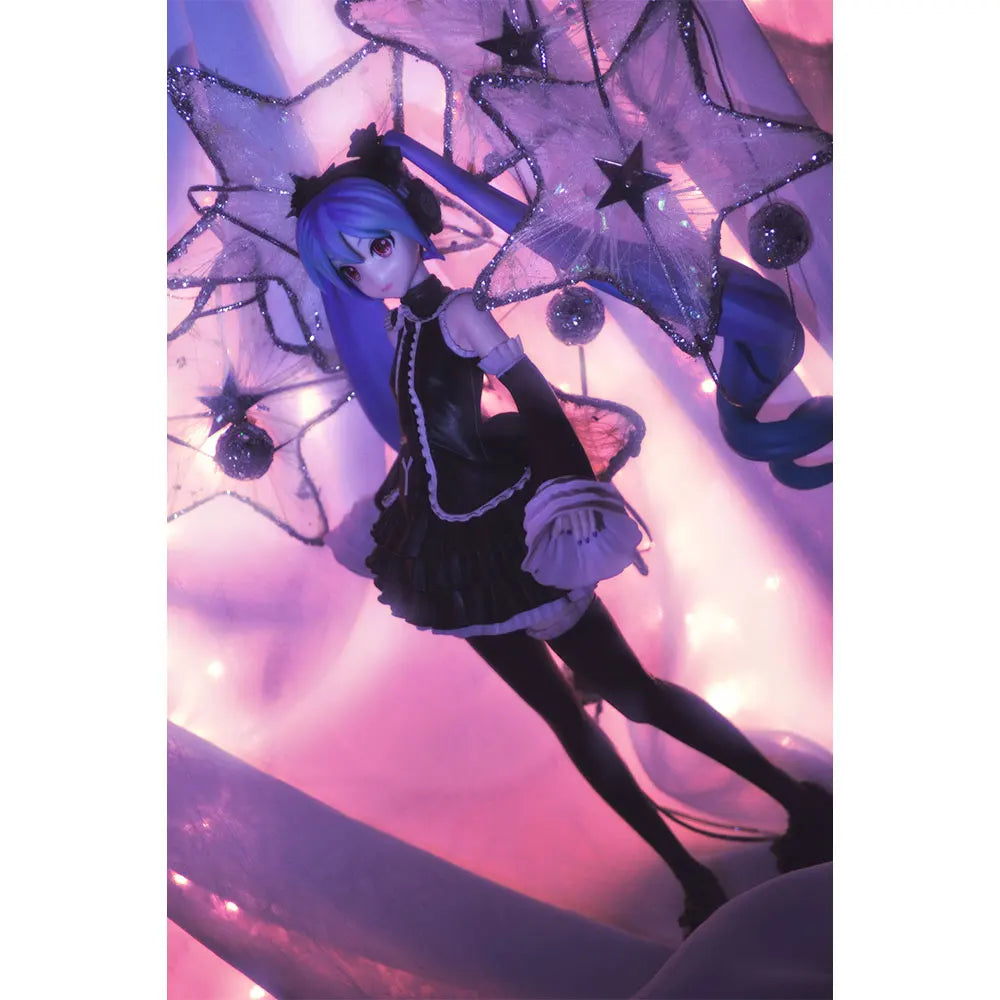 25CM Anime Hatsune Miku Figure Gothic suit standing posture cartoon model toy gift collection decoration ornaments PVC