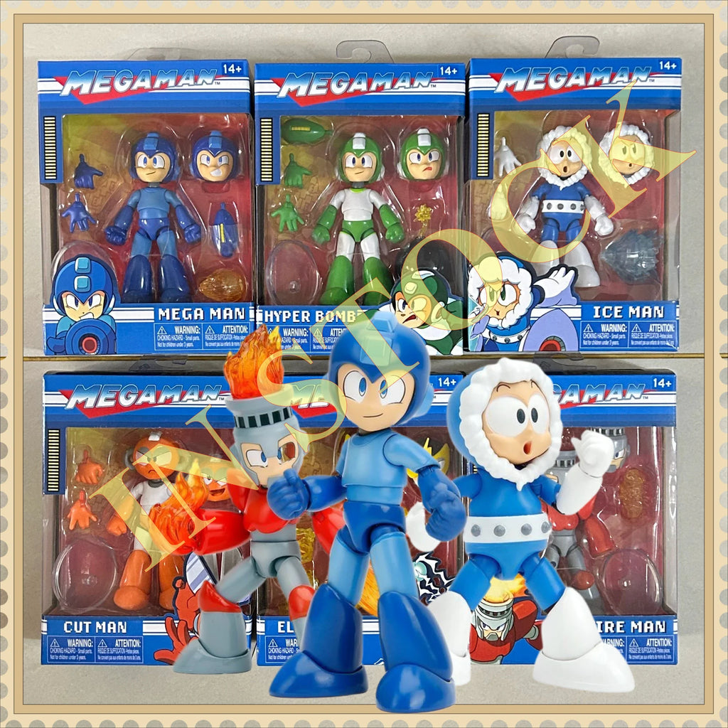 Jada Toy 1/12 Mega Man Action Figure Flame Man Frozen Man Fully Articulated Collectible Model Toy Joint Game Character Figurine