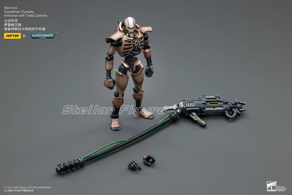 【SF】JOYTOY 1/18 Action Figure Necrons Szarekhan Dynasty Lmmortal with Gauss Blaster Overlord Deathmark Carbine Model Toys