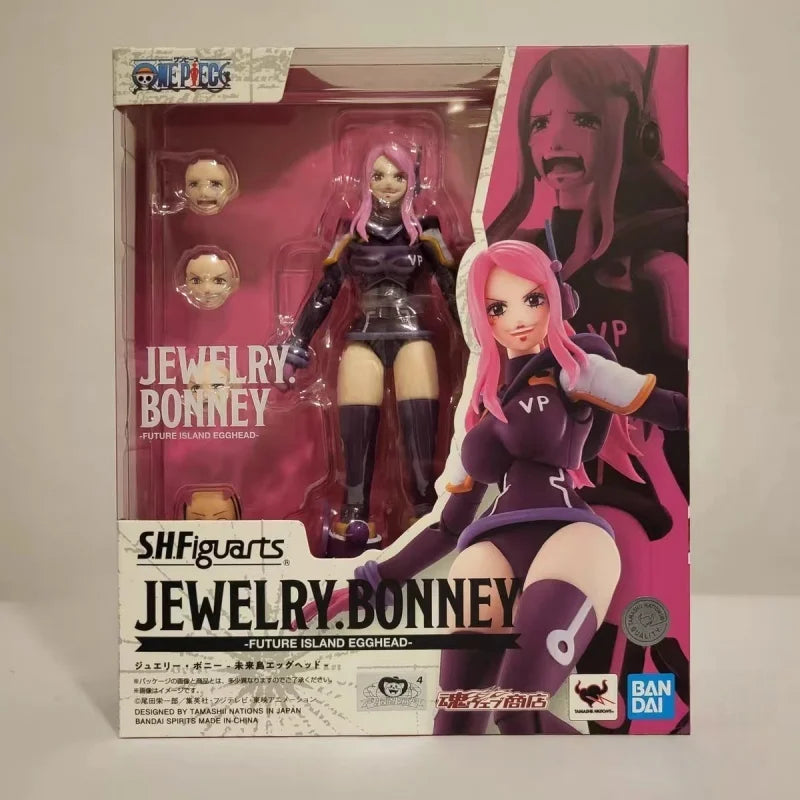Genuine Bandai One Piece S.H.Figuarts Shf Jewelry Bonney Future Island Egghead Luffy Anime Action Figures Models Pvc Toys Gift