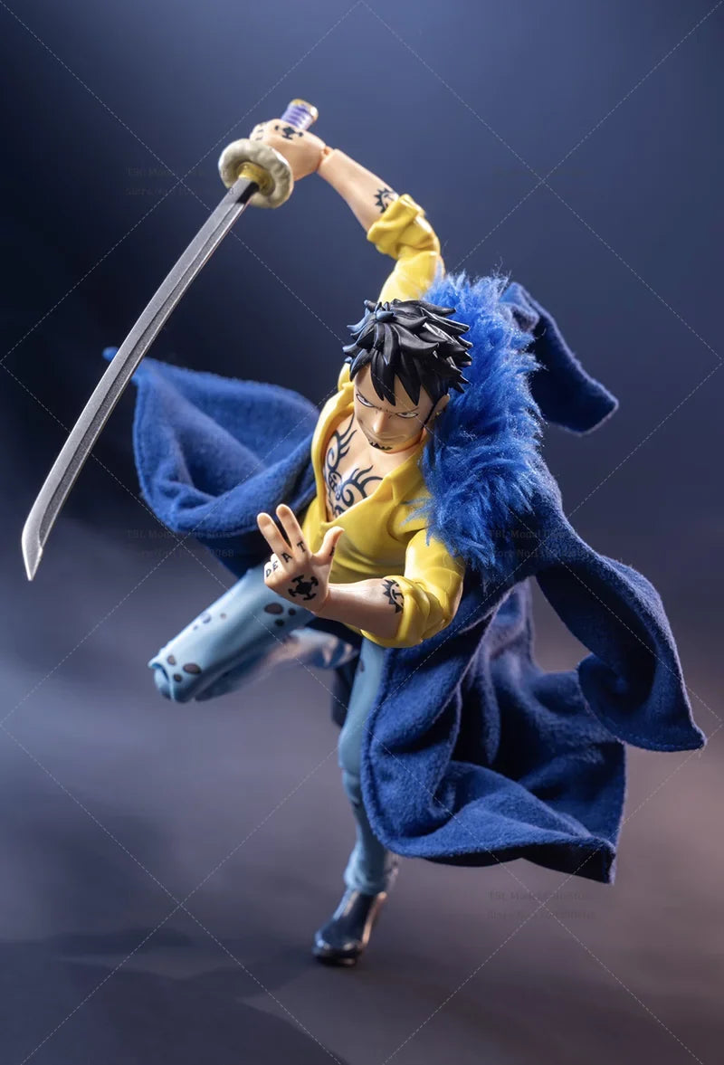 1/12 Scale Male Clothes Blie Coat One Piece Trafalgar D. Water Law Japanese Anime For SHF 6-inch Action Figure Soldier Scene