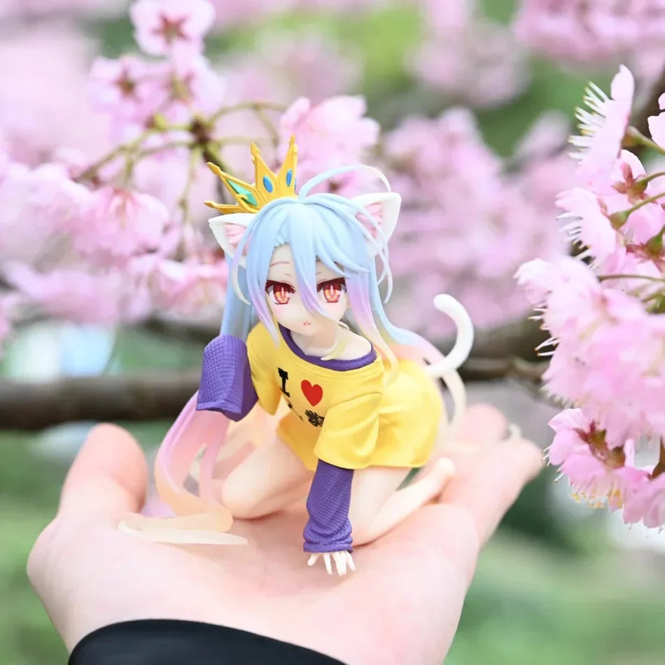 Original Genuine NO GAME NO LIFE 13cm Shiro Action Figure Figurine Collection Model Toy Kawaii Doll Desktop Decoration Gift