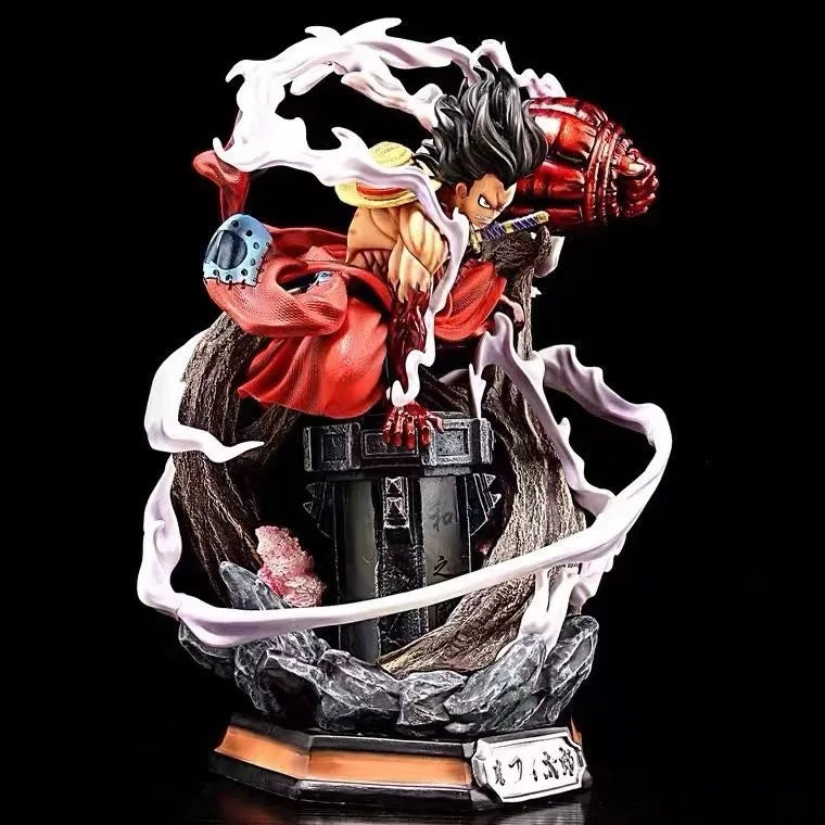 One Piece GK Resin Statue Sky-Eye Luffy Wano Country Twin Heads LED Light Up Anime Collectible Model Figure Gift for Fans