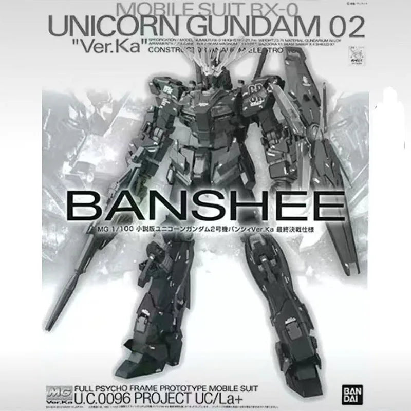 Bandai Original MG Unicorn Unit 2 Banshee Gundam RX-0 1/100 Anime Action Figure Assembly Model Toys Gifts For Children GUNDAM