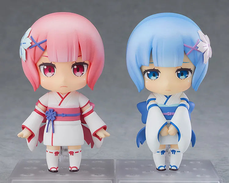 Anime Figure Rem Ram Emilya Cuter Case Model Q Version Collectible Static PVC Model from Zero Begining in Another World Life