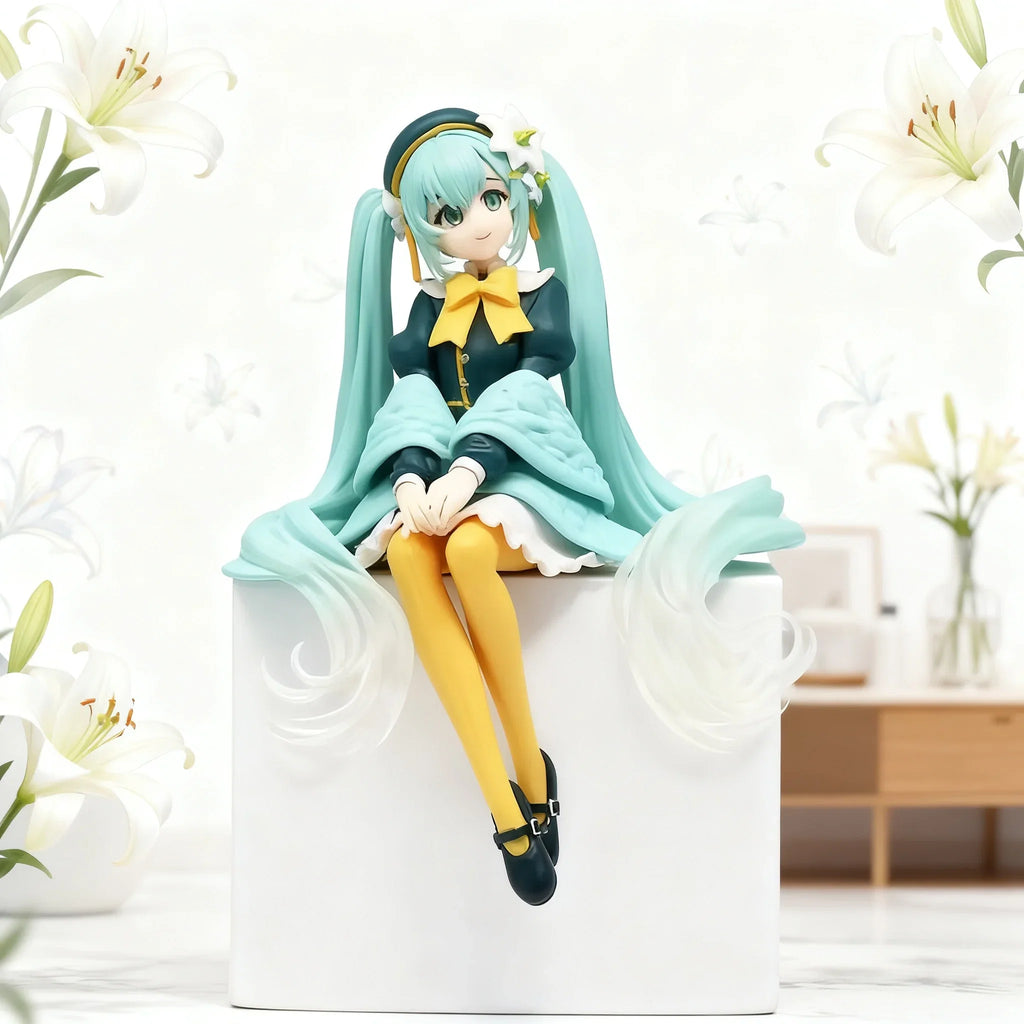 2025 New 15CM Anime Early Spring Sanmi Baihe Fairy Sitting posture Q version Kawaii Handmade Ornament PVC Model Toy Doll Collect