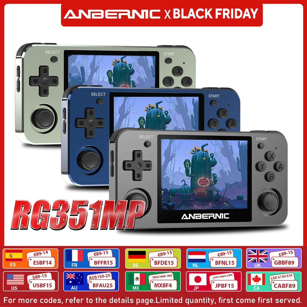 ANBERNIC RG351MP Portable Game Player Pocket Game Machine 3.5 Inch IPS Screen Support  Games External Wifi 64G 2400 Games