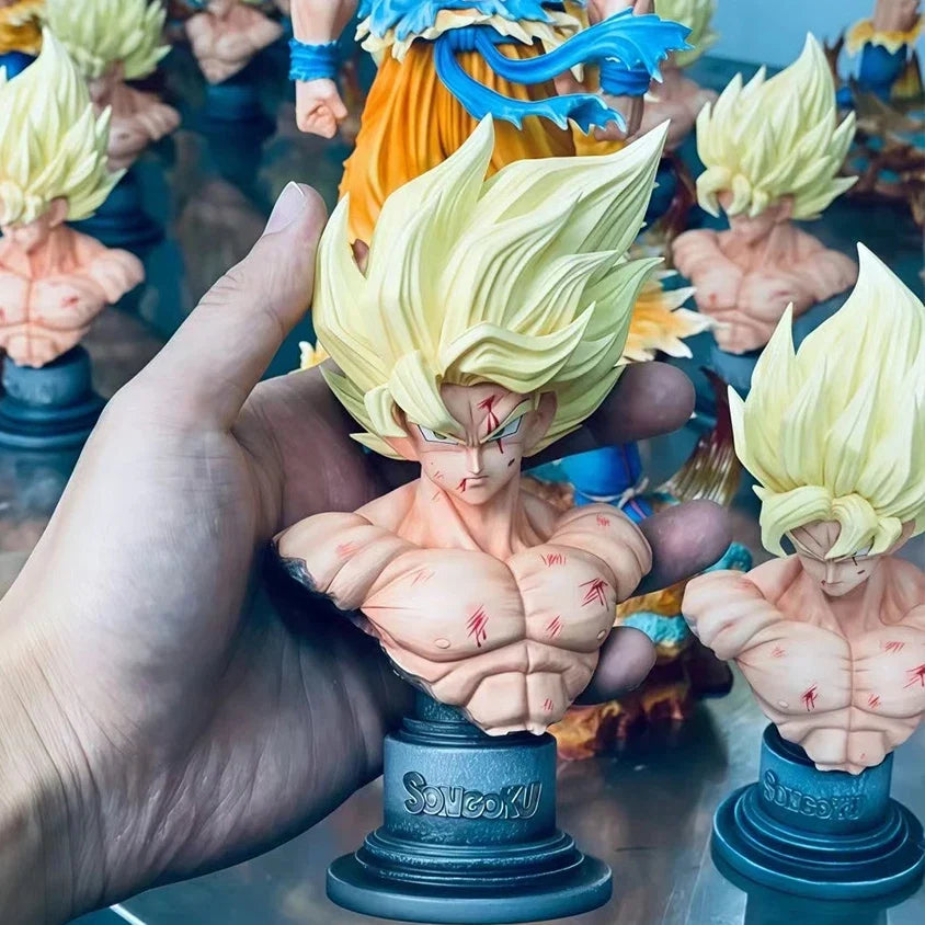 Jt Toy Dragon Ball Z Son Goku Anime Figure Super Saiyan Goku 2 Heads Statue Action Figures PVC Collection Model Decor Toys Gifts